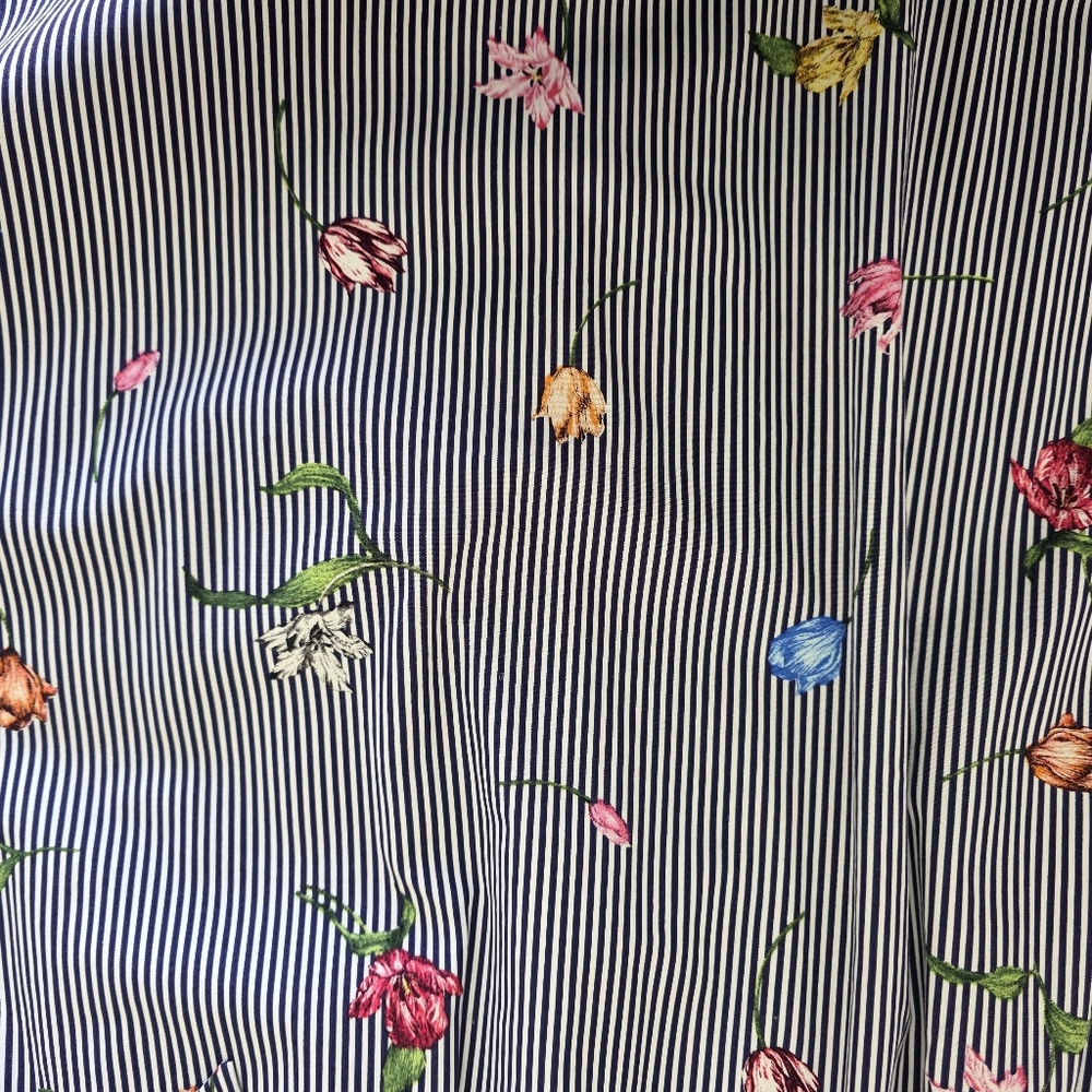 H&M Navy & White Pinstripe A-Line Skirt with Multicolor Floral print - Picture 8 of 8